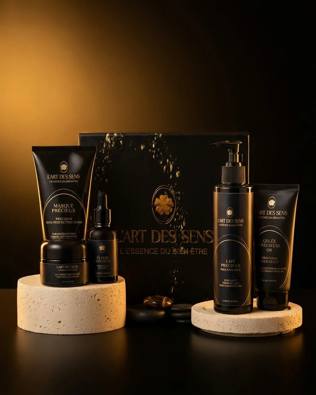 La gamme Précieuse de L’Art des Sens : masque, gelée, crème et lait précieux réunis